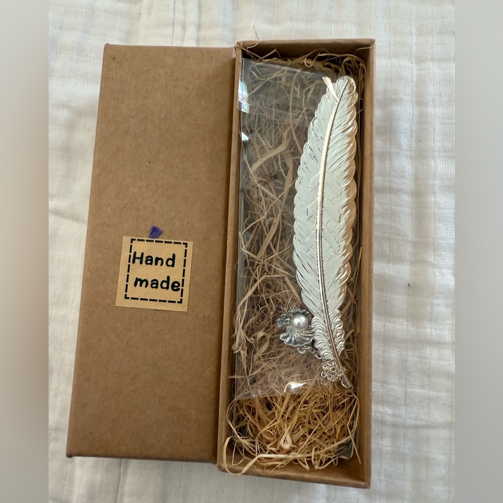 NIB Handmade Feather Bookmark